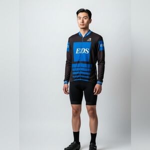 Vintage Aussie EDS TEAM Cycling Jersey with Blue Accents Full Zip Long Sleeves